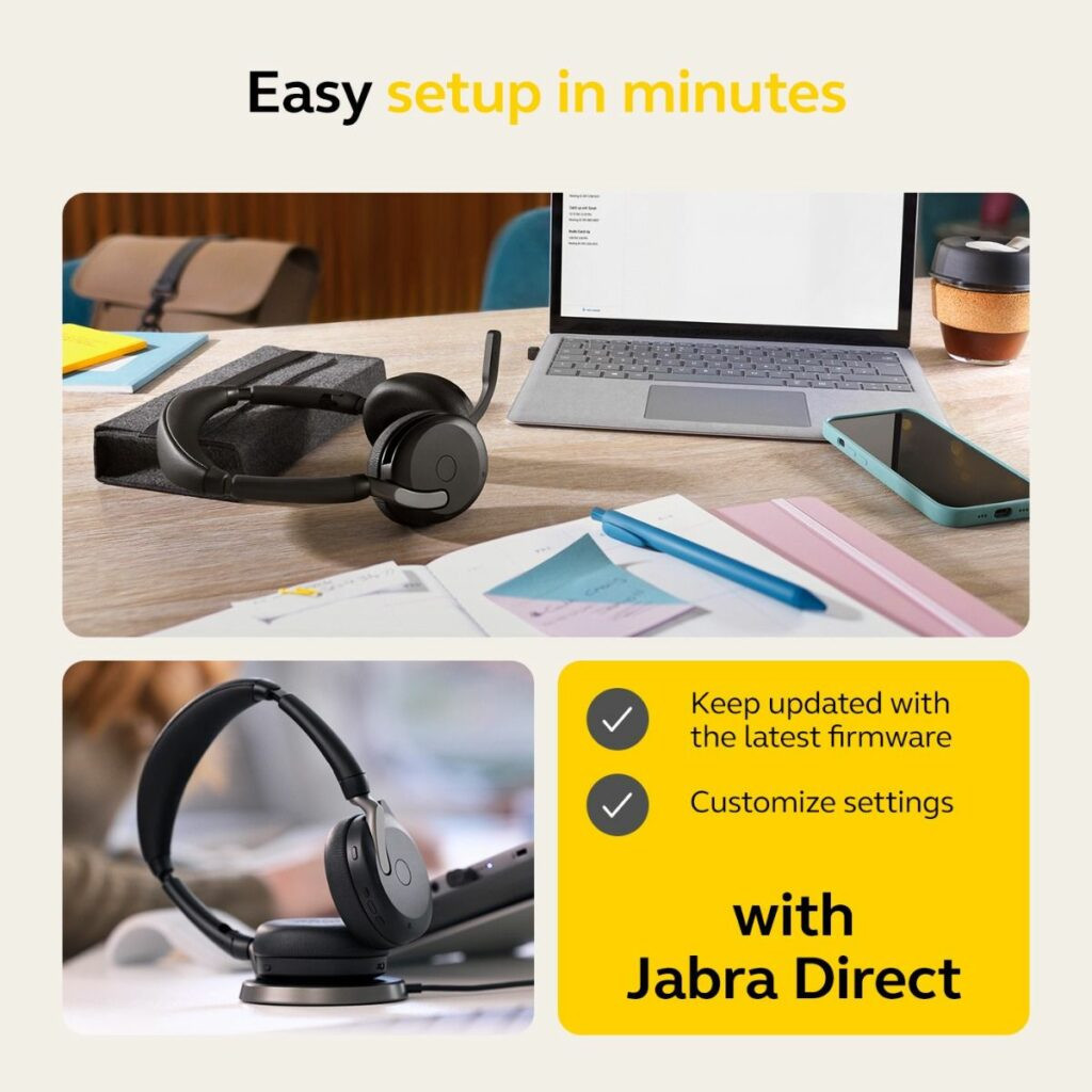 Безжични слушалки Jabra Evolve2 65 Flex, Bluetooth, USB-C, ANC, зарядна подложка, черни - 26699-999-889 - 4