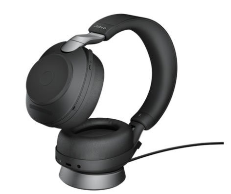 Слушалки Jabra Evolve2 85 UC Stereo, безжични, USB-C адаптер Link380, черни - 28599-989-889 - 3