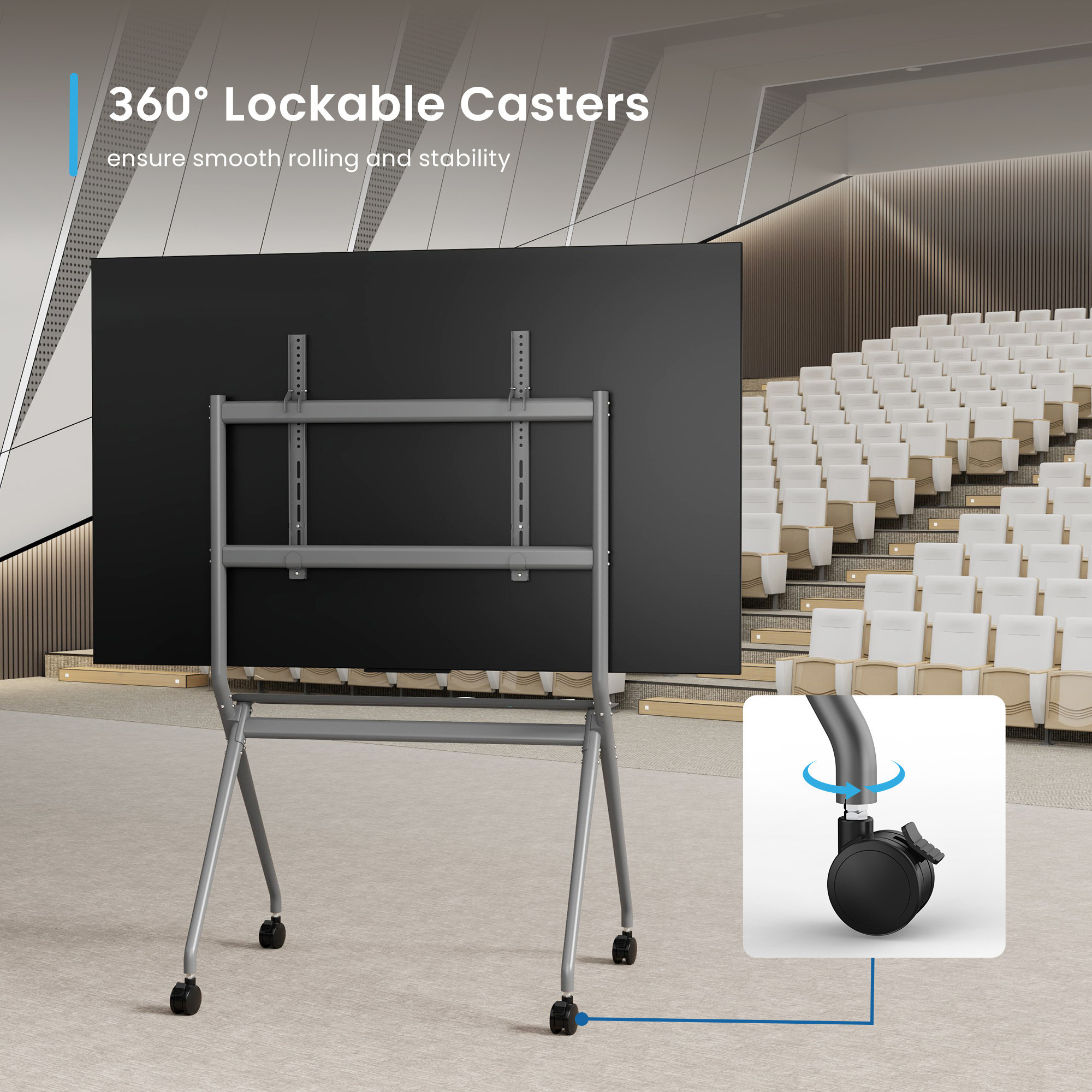 Стойка за телевизор Ewent EW1542 Heavy-Duty, 50"-86", с колела, до 120 kg - 6