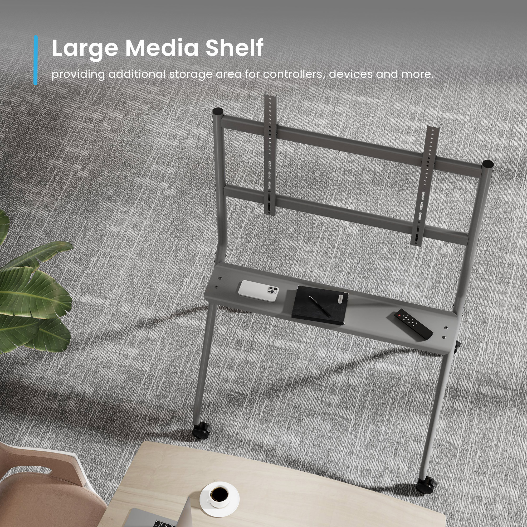 Стойка за телевизор Ewent EW1542 Heavy-Duty, 50"-86", с колела, до 120 kg - 7