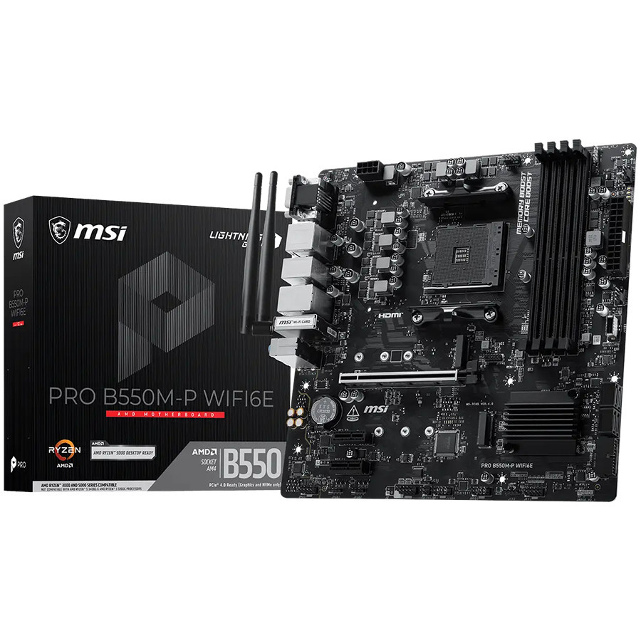 Дънна платка MSI PRO B550M-P WIFI6E, M-ATX, Socket AM4, DDR4, WiFi 6E - 911-7C95-202R - 1