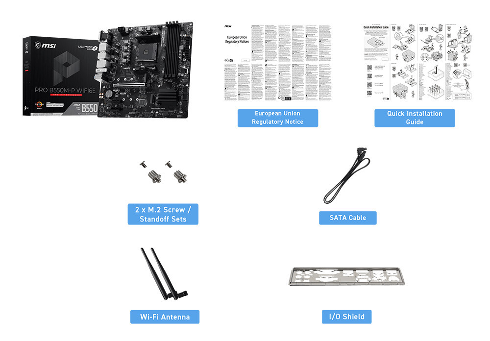 Дънна платка MSI PRO B550M-P WIFI6E, M-ATX, Socket AM4, DDR4, WiFi 6E - 911-7C95-202R - 5