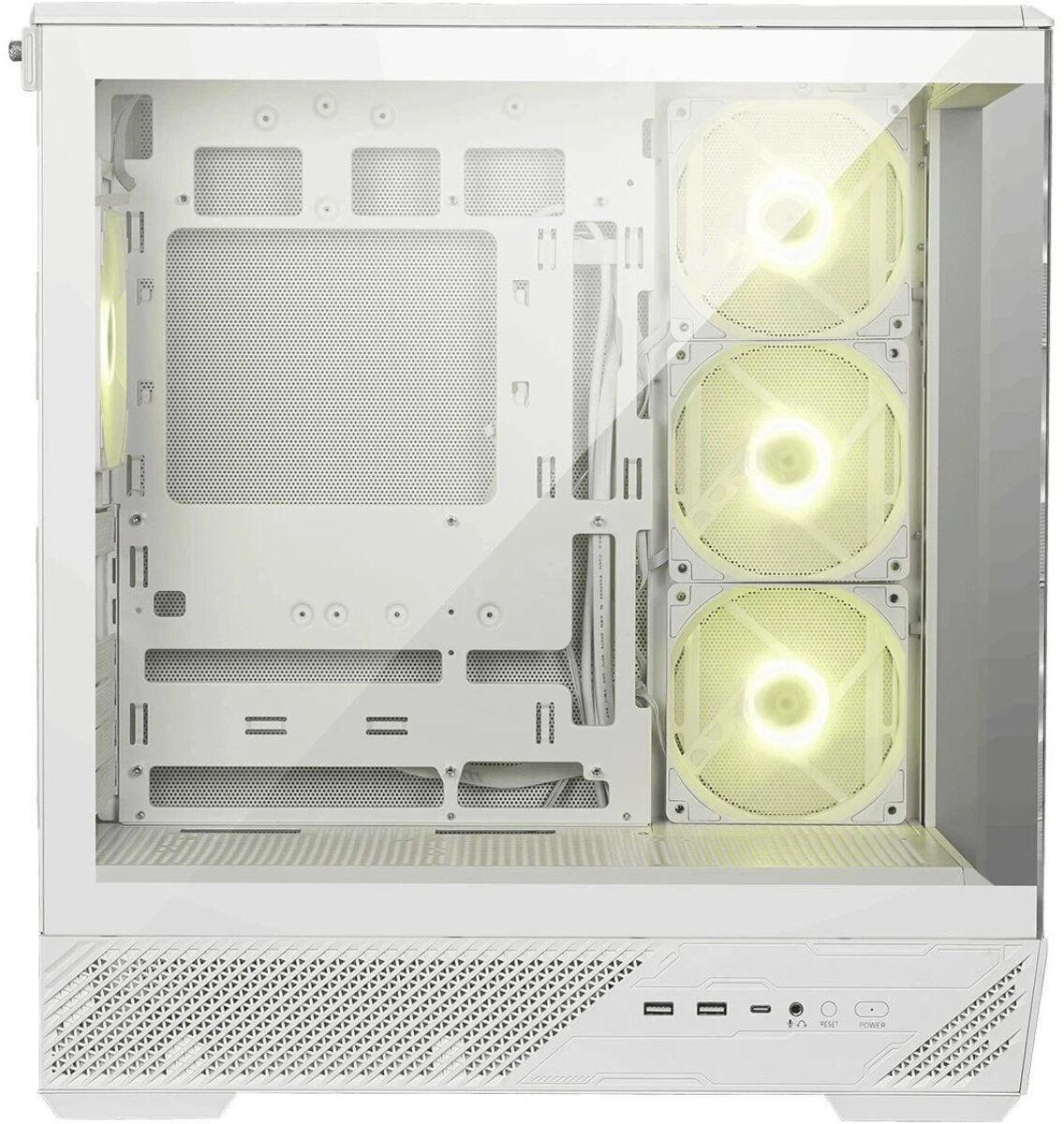 Кутия за компютър MSI MAG PANO 130R PZ WHITE, Mid-Tower, ATX, 4x 120mm ARGB вентилатора, Tempered Glass, бяла - 306-7G32W21-HH9 - 9
