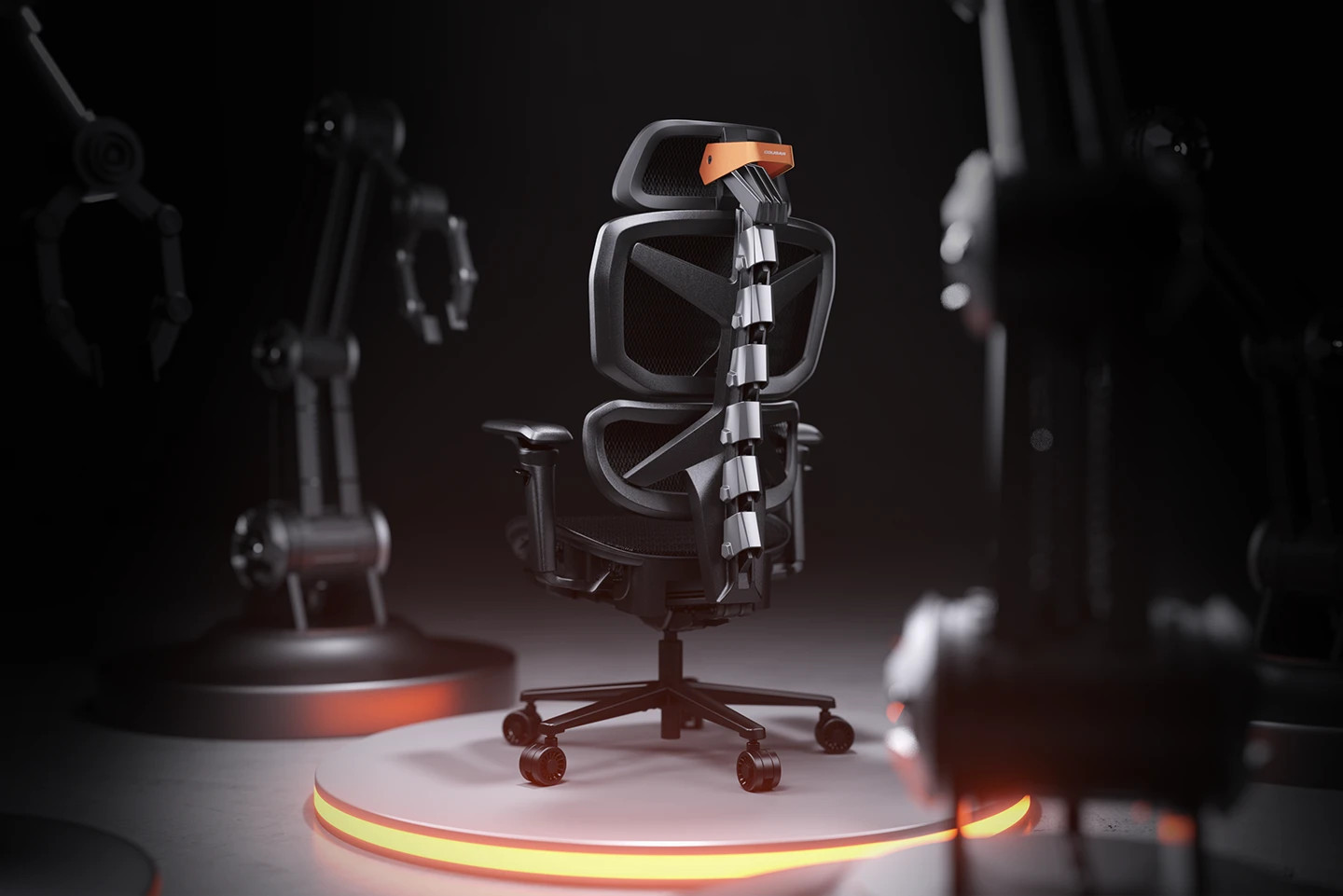 Геймърски стол COUGAR GAMING Terminator Air, мрежа, 3D подлакътници, макс. 120kg - CGR-TAR-ORB - 2