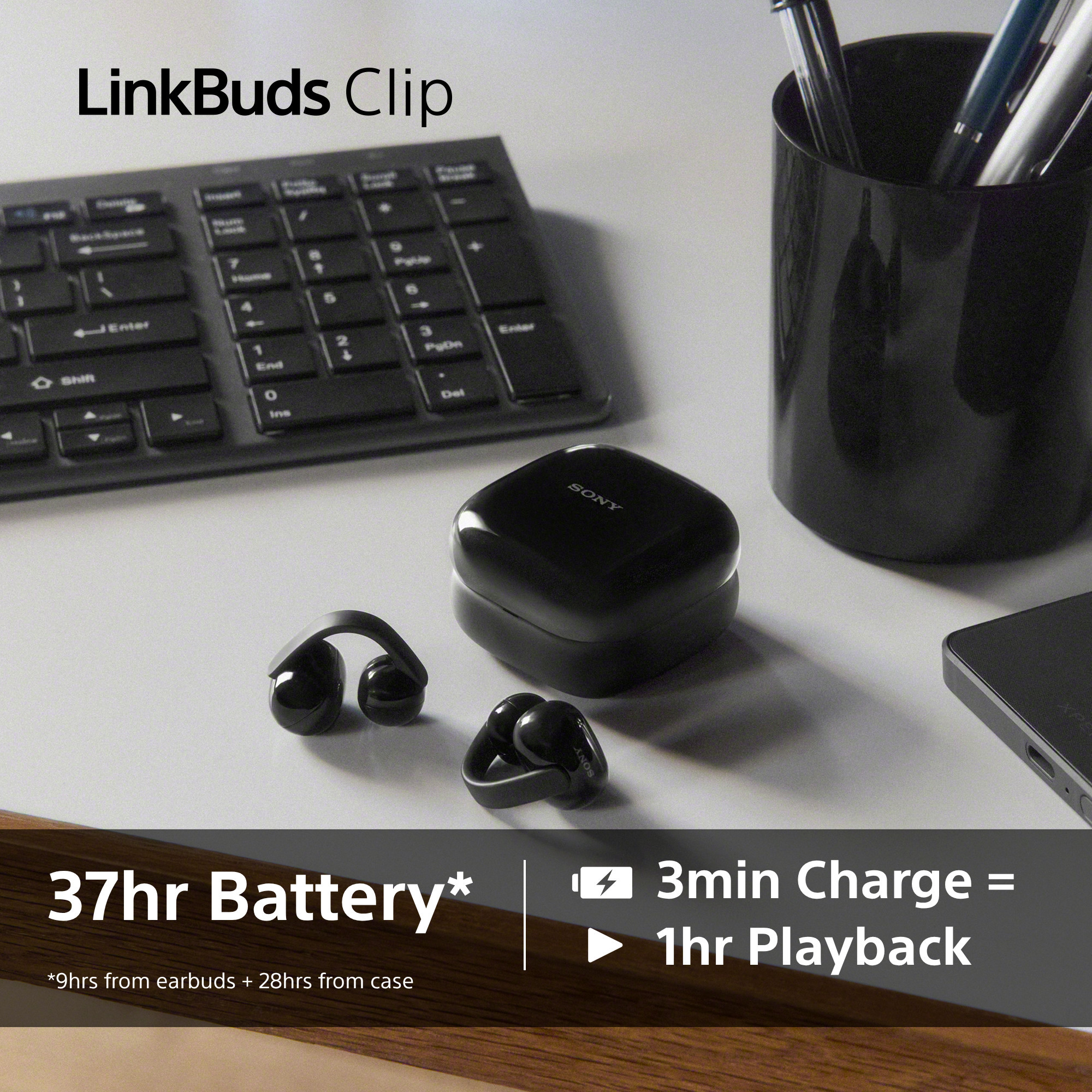 Слушалки Sony LinkBuds Clip WF-LC900, TWS Open-ear, безжични, микрофон, до 15ч батерия, черни - WFLC900B.CE7 - 3