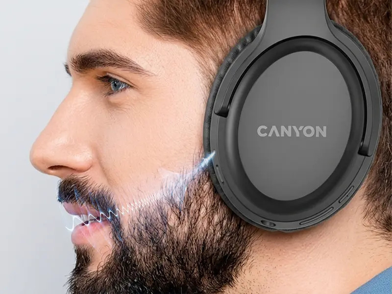 Безжични слушалки Canyon OnRiff 5, Bluetooth 6.0, до 30ч, USB-C, черни - CNS-CBTHS5B - 4