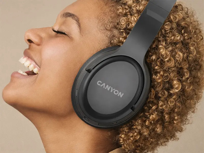 Безжични слушалки Canyon OnRiff 5, Bluetooth 6.0, до 30ч, USB-C, черни - CNS-CBTHS5B - 5