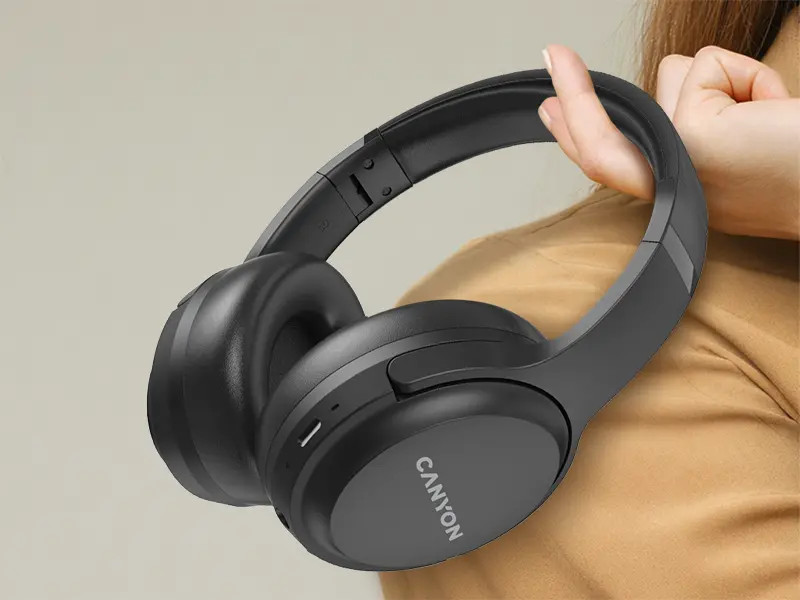 Безжични слушалки Canyon OnRiff 5, Bluetooth 6.0, до 30ч, USB-C, черни - CNS-CBTHS5B - 9