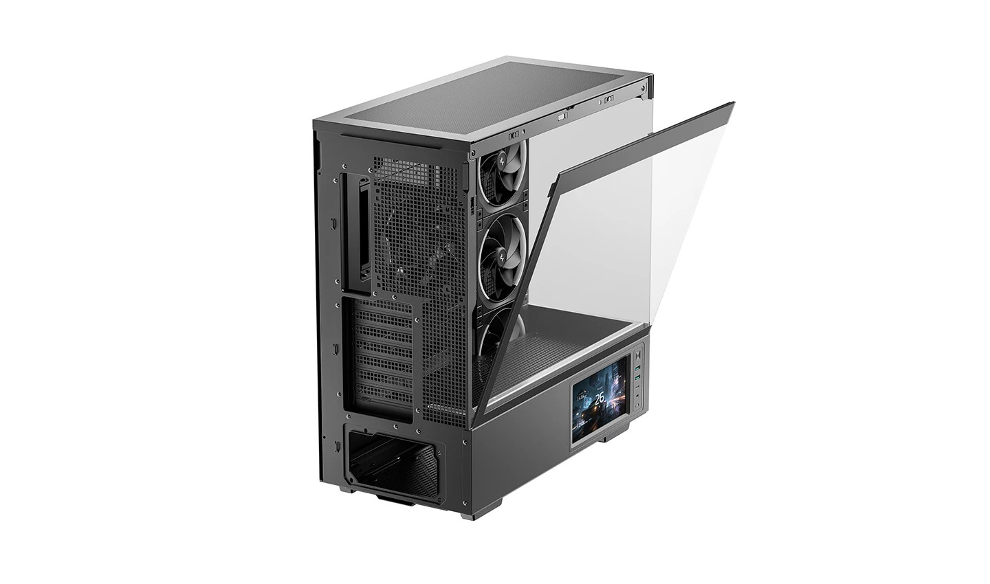 Кутия за компютър DeepCool CH690 LCD, Middle Tower, ATX/mATX/Mini-ITX, Tempered Glass, 4x140mm ARGB вентилатора, 7" LCD дисплей - R-CH690LCD-BKNNA0D-G - 6