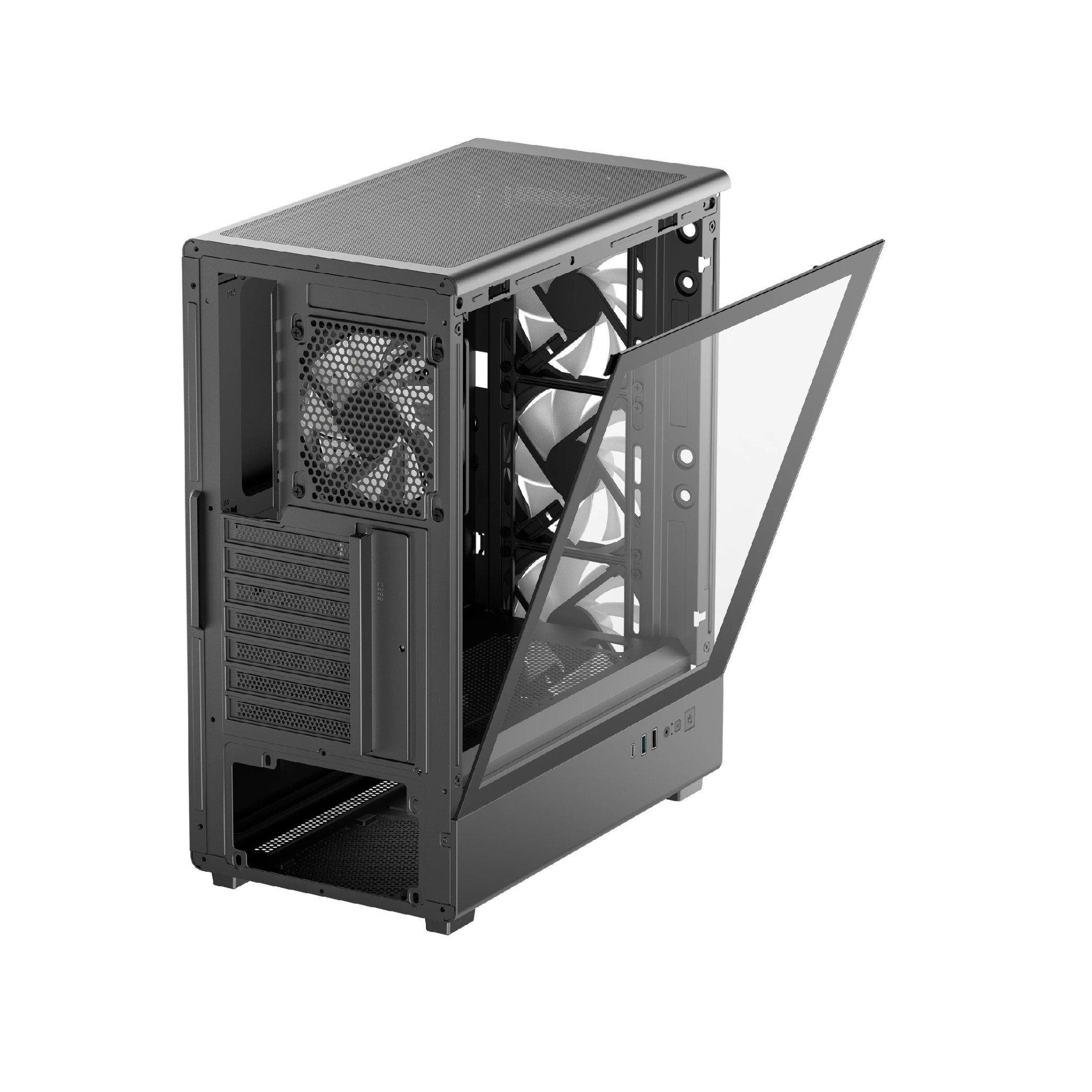 Кутия за компютър DeepCool CC550, Middle Tower, ATX, Tempered Glass, 4x 120mm ARGB вентилатора - R-CC550BKANA4-G - 6