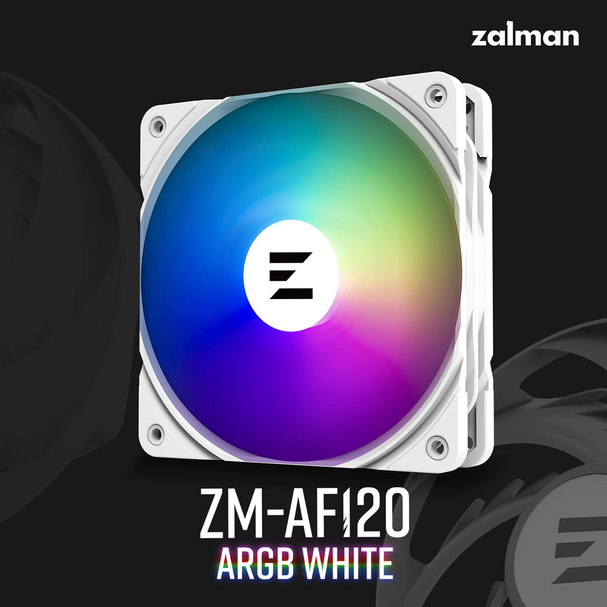 Вентилатор Zalman ZM-AF120 ARGB, 120mm, 600-2000 RPM, ARGB подсветка, бял - ZM-AF120 ARGB WHITE - 2