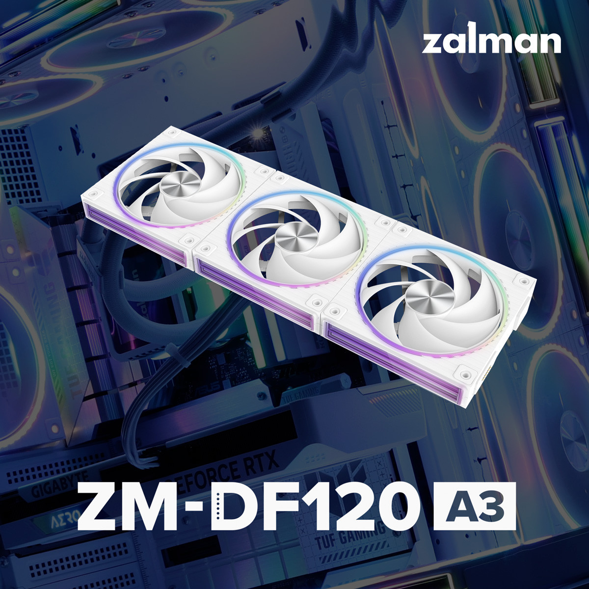 Комплект вентилатори Zalman ZM-DF 120 A3, 120mm PWM 2300RPM бял - ZM-DF120 A3 WHITE - 2