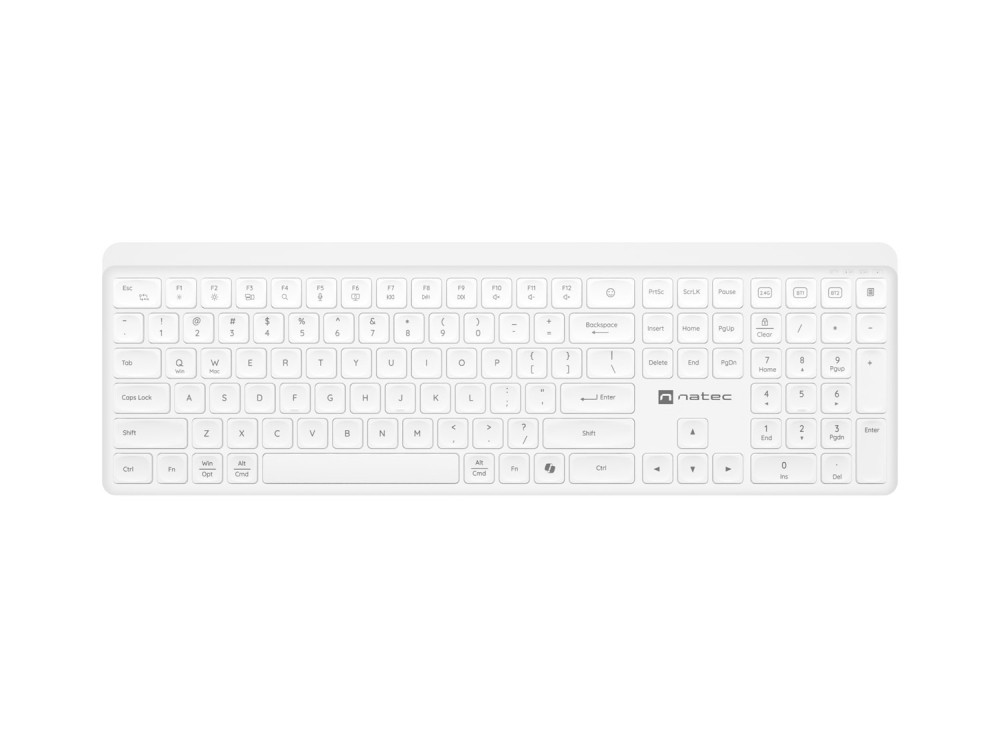 Безжична клавиатура Natec Tang, Bluetooth + 2.4GHz, Silent, Slim, Бяла - NKL-2469 - 1