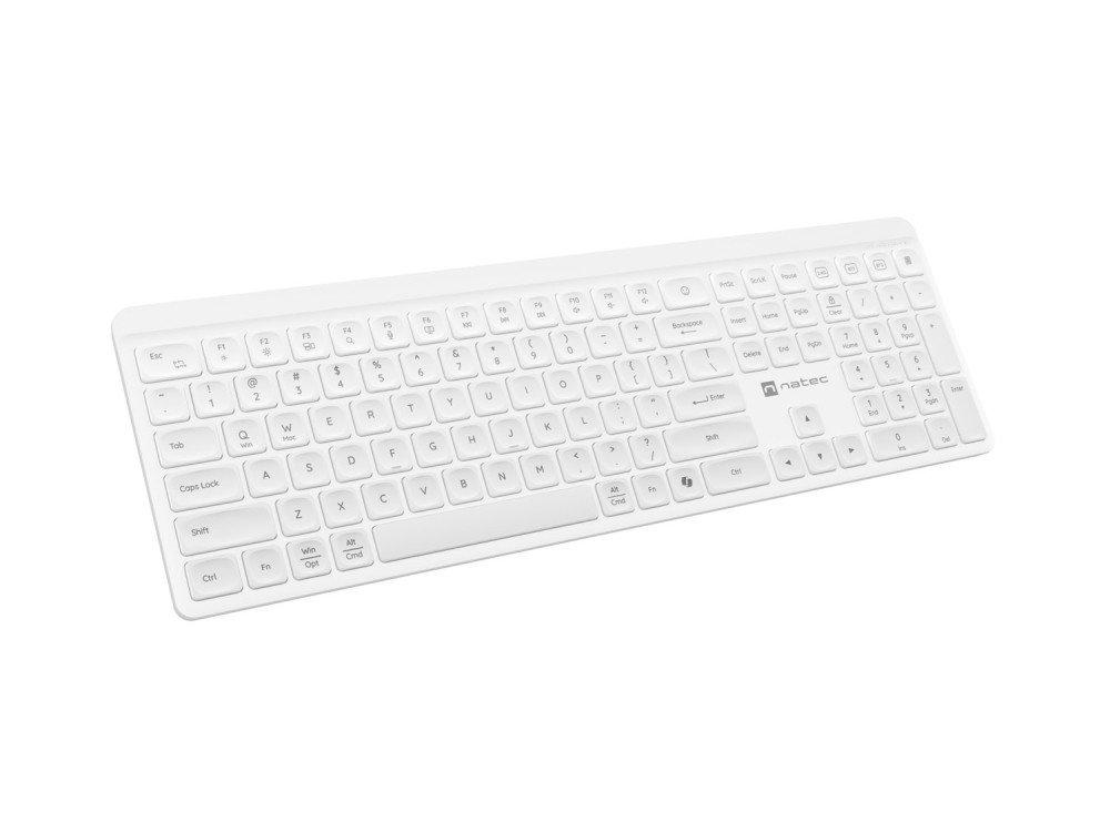Безжична клавиатура Natec Tang, Bluetooth + 2.4GHz, Silent, Slim, Бяла - NKL-2469 - 2