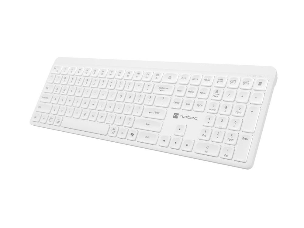 Безжична клавиатура Natec Tang, Bluetooth + 2.4GHz, Silent, Slim, Бяла - NKL-2469 - 3