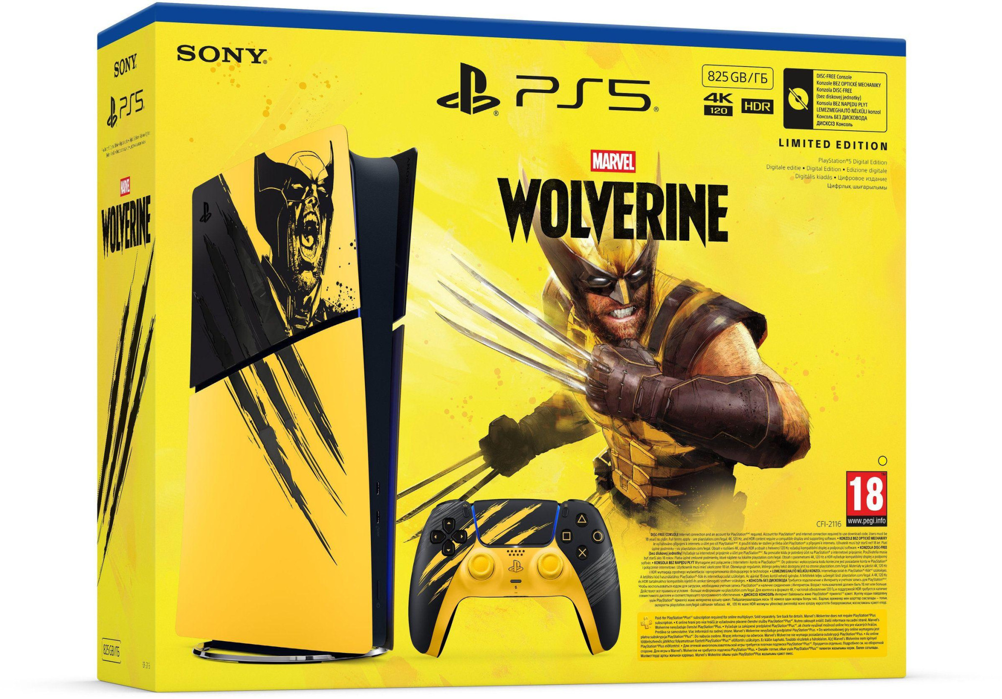 Конзола Sony PlayStation 5 Slim Digital Edition, Marvel's Wolverine Battle Yellow Limited Edition Bundle, AMD Ryzen Z1 Extreme, 16GB GDDR6, 825GB SSD - SONY-PS5-SLIM-WOLV - 2
