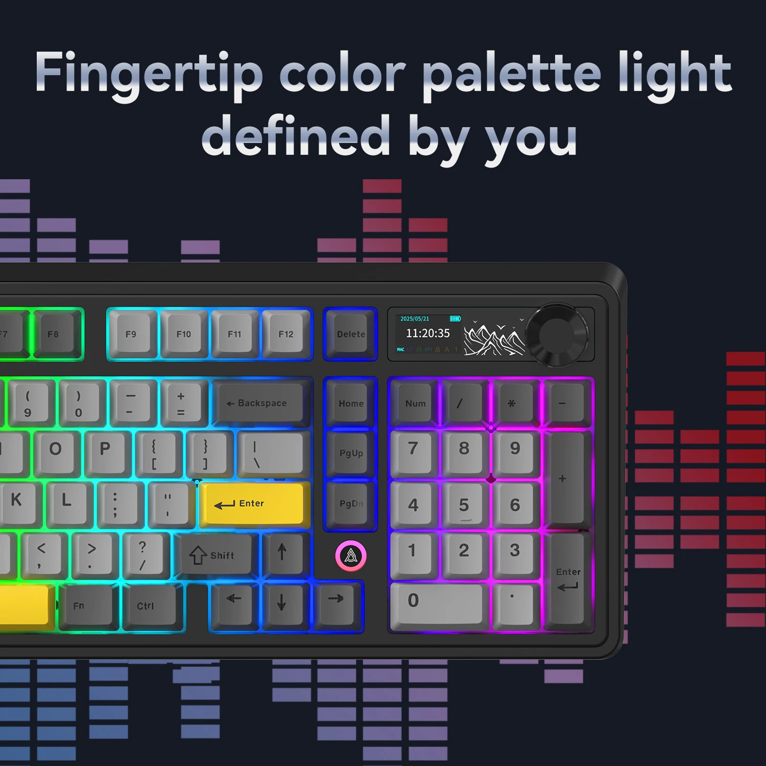 Безжична геймърска механична клавиатура Ajazz AK980 V2 - Gift Switch [Linear] (English US), Black, Gray - AJ-AK980-V2-GS-BK - 8