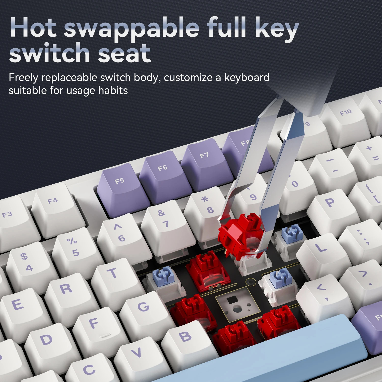 Безжична геймърска механична клавиатура Ajazz AK980 V2 - Gift Switch [Linear] (English US), Black, Gray - AJ-AK980-V2-GS-BK - 10