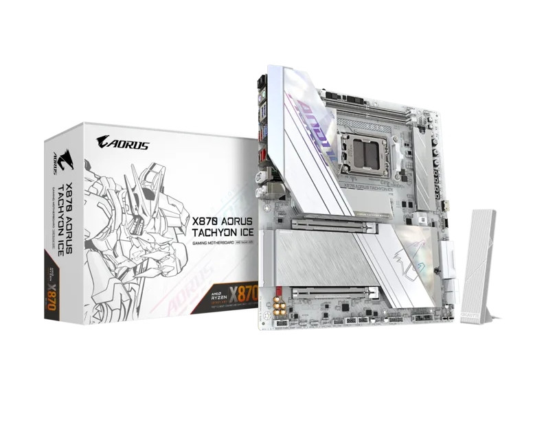 Дънна платка Gigabyte X870 Aorus Tachyon Ice, AMD AM5, DDR5, Wi-Fi 7 - X870 A TACHYON ICE - 1