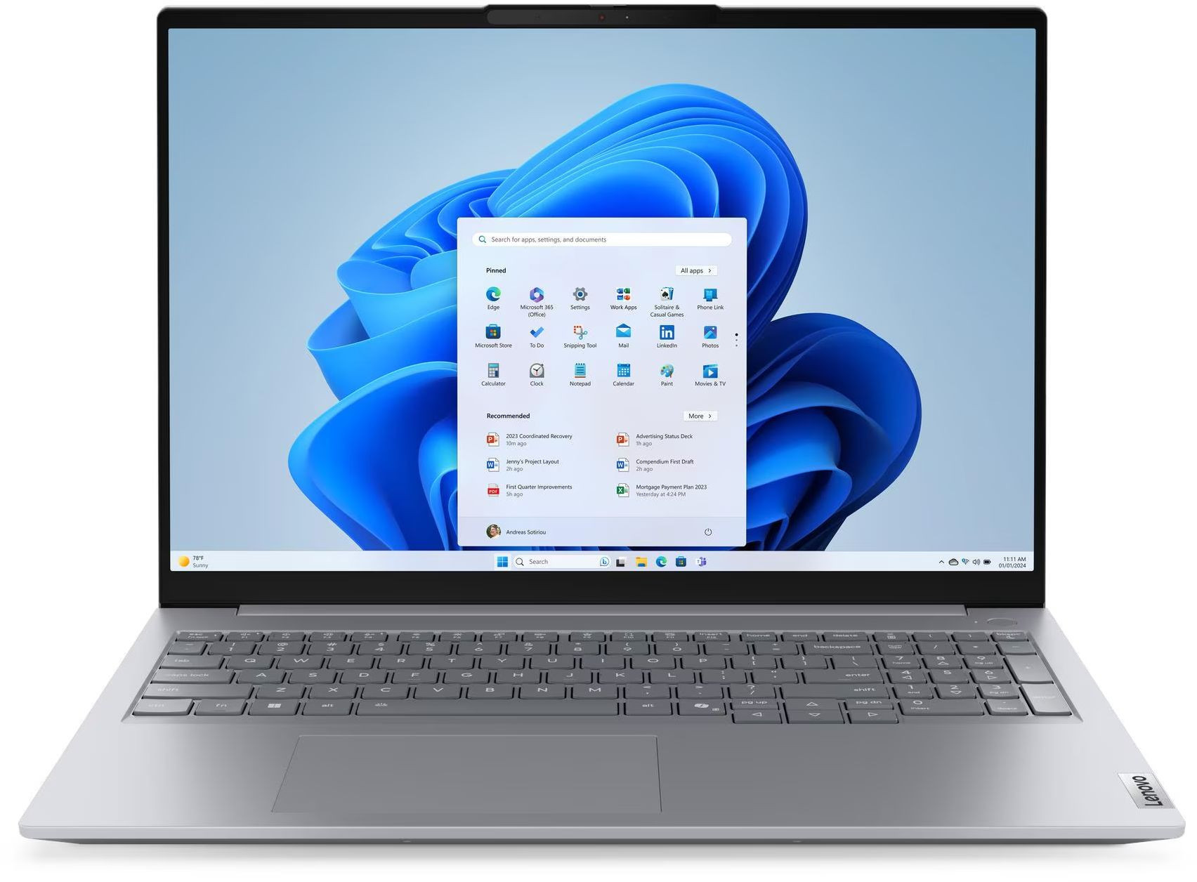 Лаптоп Lenovo ThinkBook 16 G9 IRL, 16" WUXGA, Intel Core 5 210H, 16GB DDR5, 512GB SSD, Free OS - 21USA03FBM - 1
