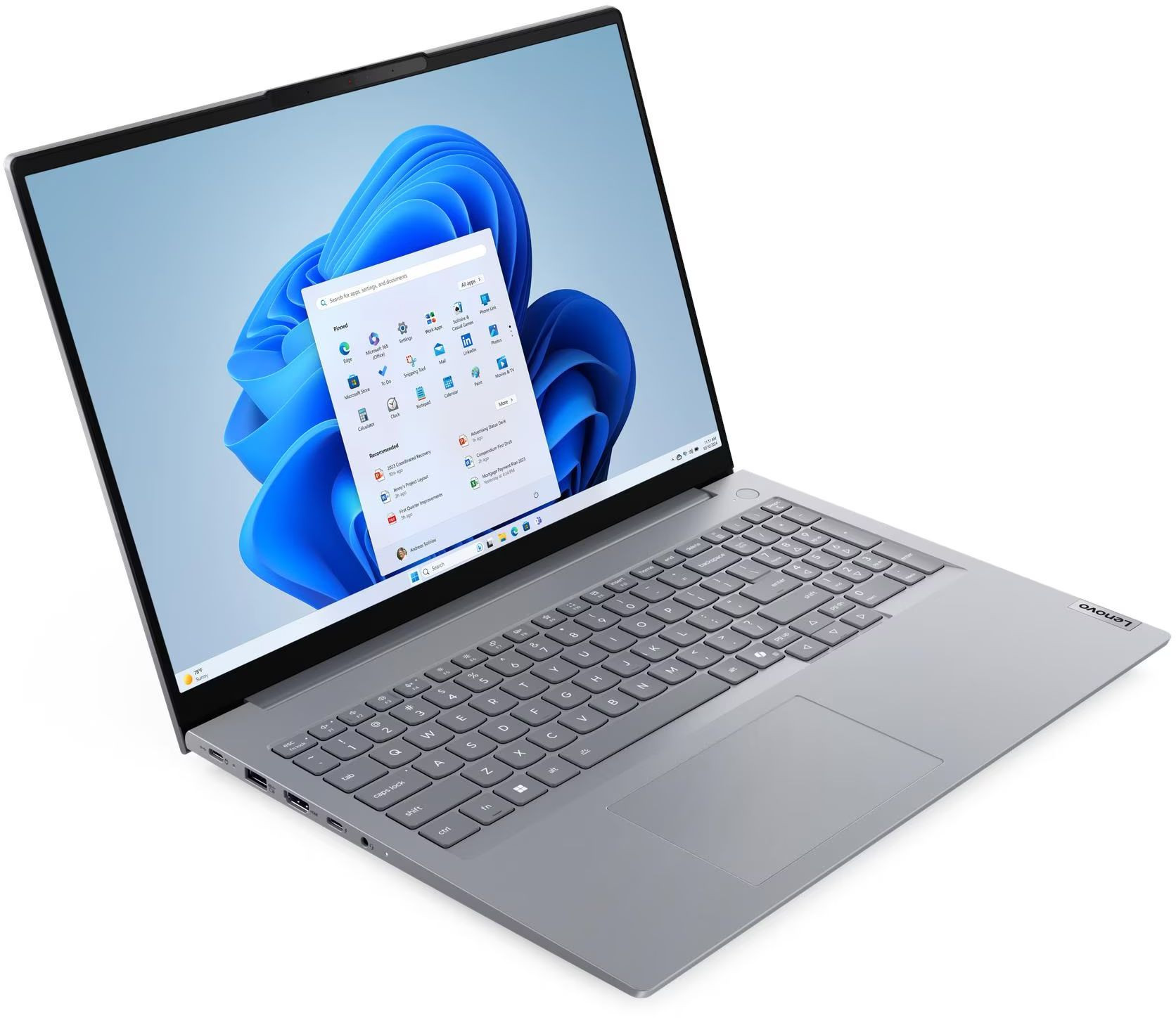 Лаптоп Lenovo ThinkBook 16 G9 IRL, 16" WUXGA, Intel Core 5 210H, 16GB DDR5, 512GB SSD, Free OS - 21USA03FBM - 2