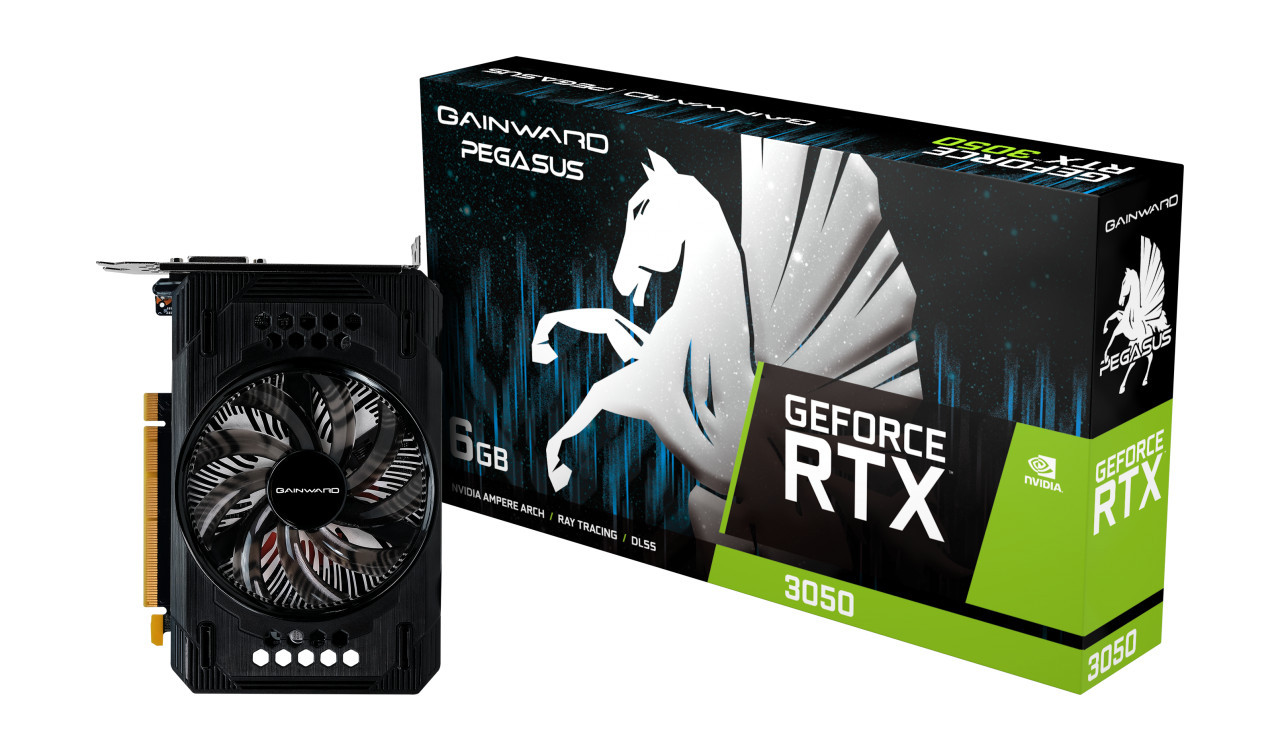 Видео карта GAINWARD GeForce RTX 3050 Pegasus, 6GB GDDR6, DP1.4a, HDMI 2.1, DVI-D - NE63050018JE-1072E - 1