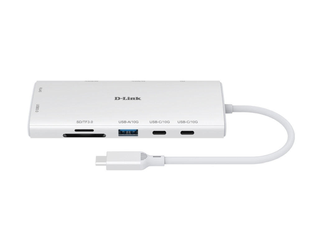 Докинг станция D-Link 10-in-1, USB-C 3.1, 2x HDMI 2.0, RJ45 Gigabit, 2x USB-C 10Gbps, 2x USB-A, SD/microSD, PD - DUP-A01 - 1