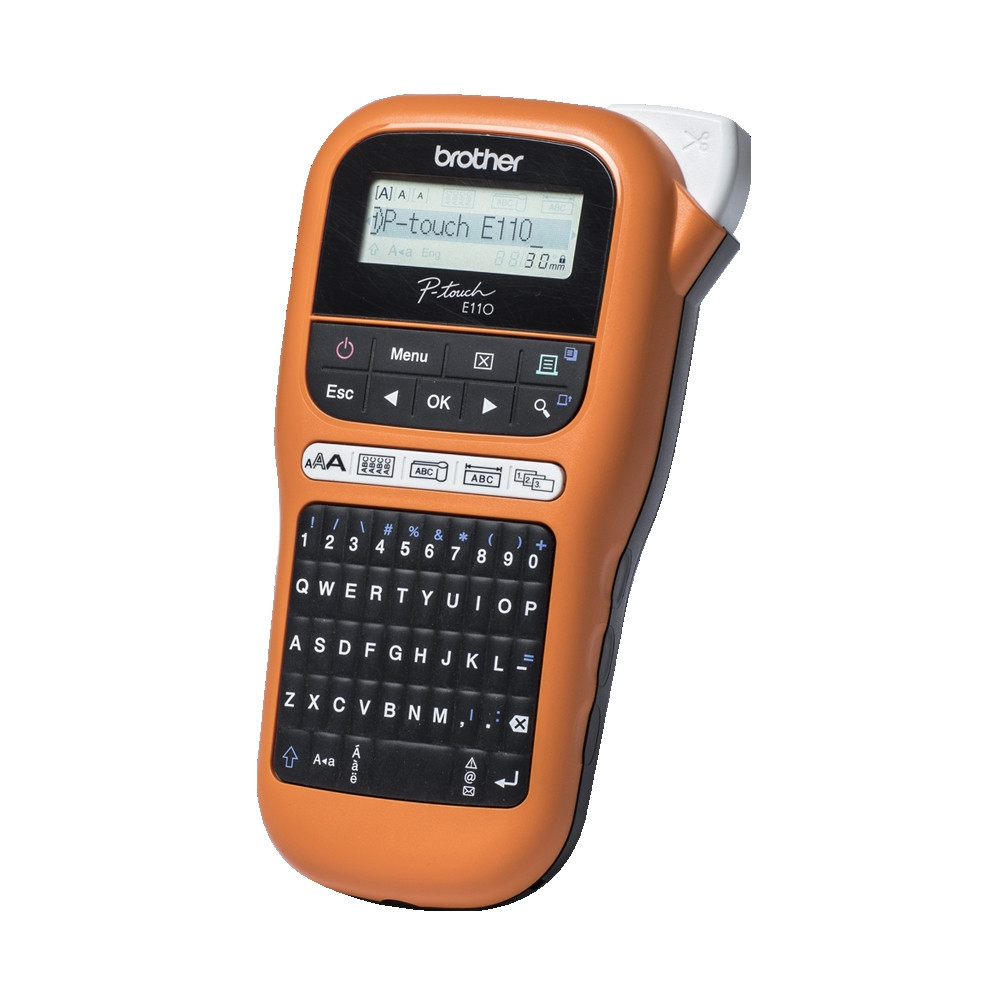 Етикираща система Brother PT-E110VP, QWERTY клавиатура, кирилица, LCD дисплей, 3.5-12mm ленти - PTE110VPR1 - 3