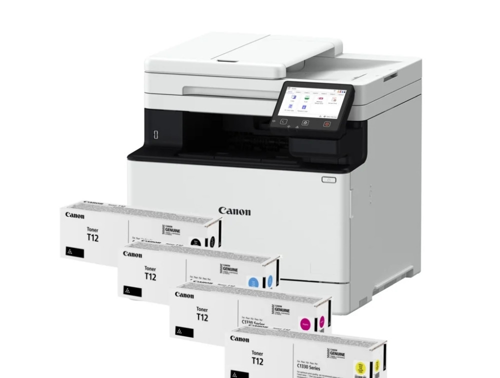 Лазерен принтер Canon imageFORCE C1333F, цветен, мултифункционален, Print/Copy/Scan/Fax, 33ppm, 1200x1200dpi, USB, LAN, Wi-Fi + комплект тонери T12 (BK/C/M/Y) - 7185C001AA_PROMO - 1