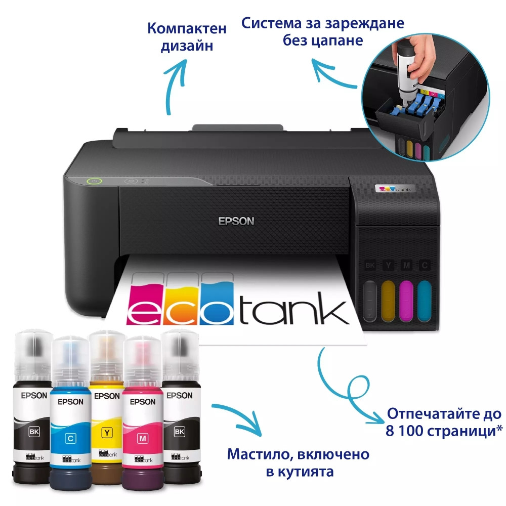 Мастилоструен принтер Epson EcoTank L1230, A4, 5760x1440 dpi, USB - C11CJ70402 - 2