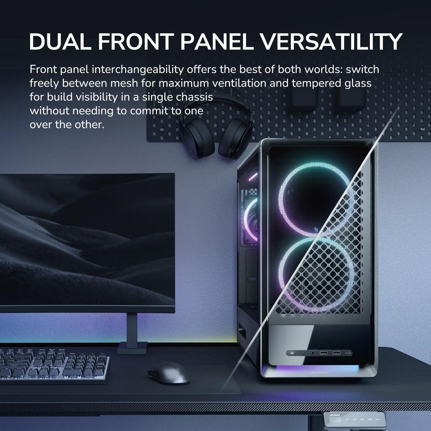 Кутия за компютър COUGAR GAMING DUOAIR RGB, Mid Tower, черна - CGR-27A80B-RGB - 2