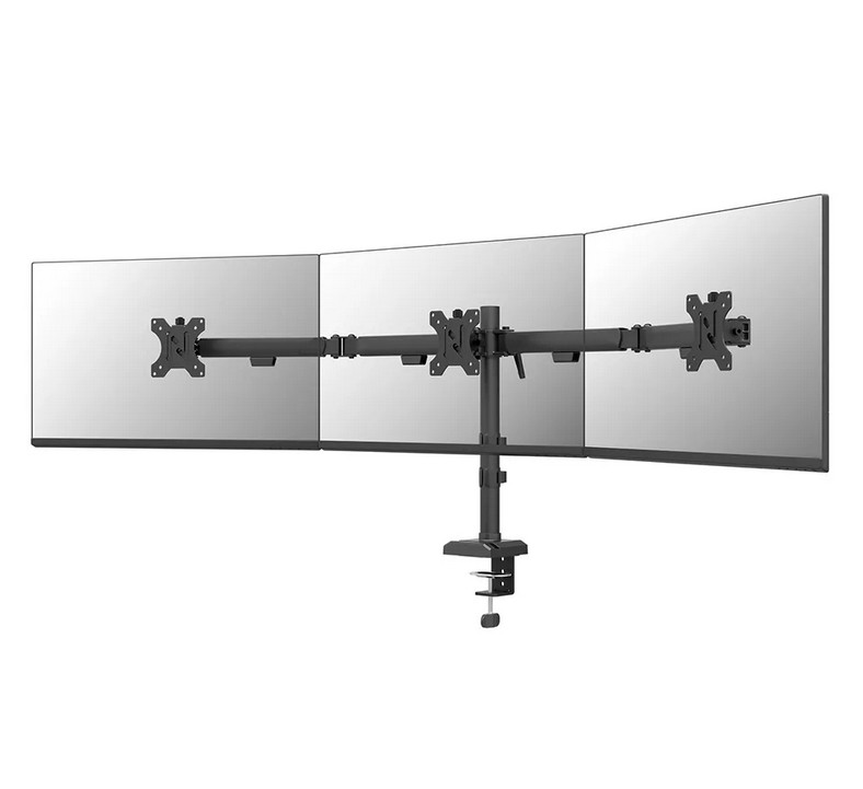 Стойка за монитори Neomounts Nero DS60-600BL3, за 3 екрана 10-27", VESA 100x100, до 6kg на екран, с щипка/отвор - 1