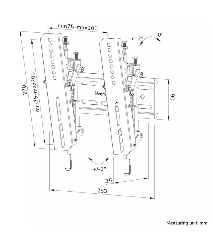Стойка за монитор/TV Neomounts Level-850, 24"-65", наклон 12°, VESA 200x200, заключване - WL35S-850BL12 - 15