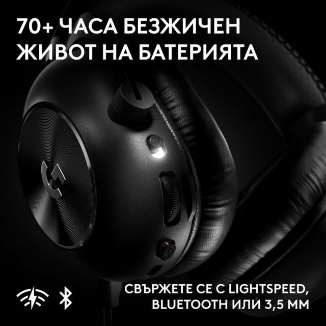 Безжични геймърски слушалки Logitech PRO X3 Lightspeed, 50mm драйвери, 20Hz-20kHz, USB/3.5mm - 981-001740 - 3