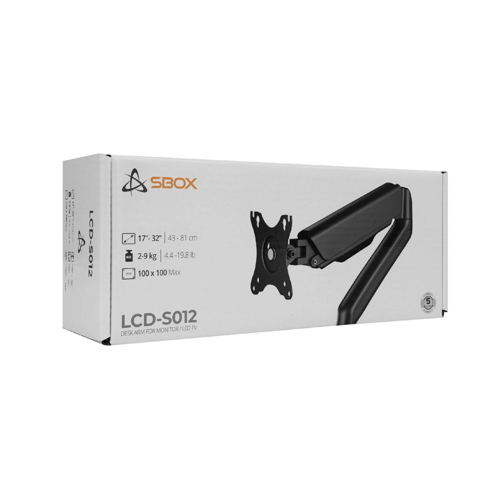 Стойка за монитор SBOX LCD-S012-3, за бюро, до 32", VESA 75x75/100x100, до 9kg - 11
