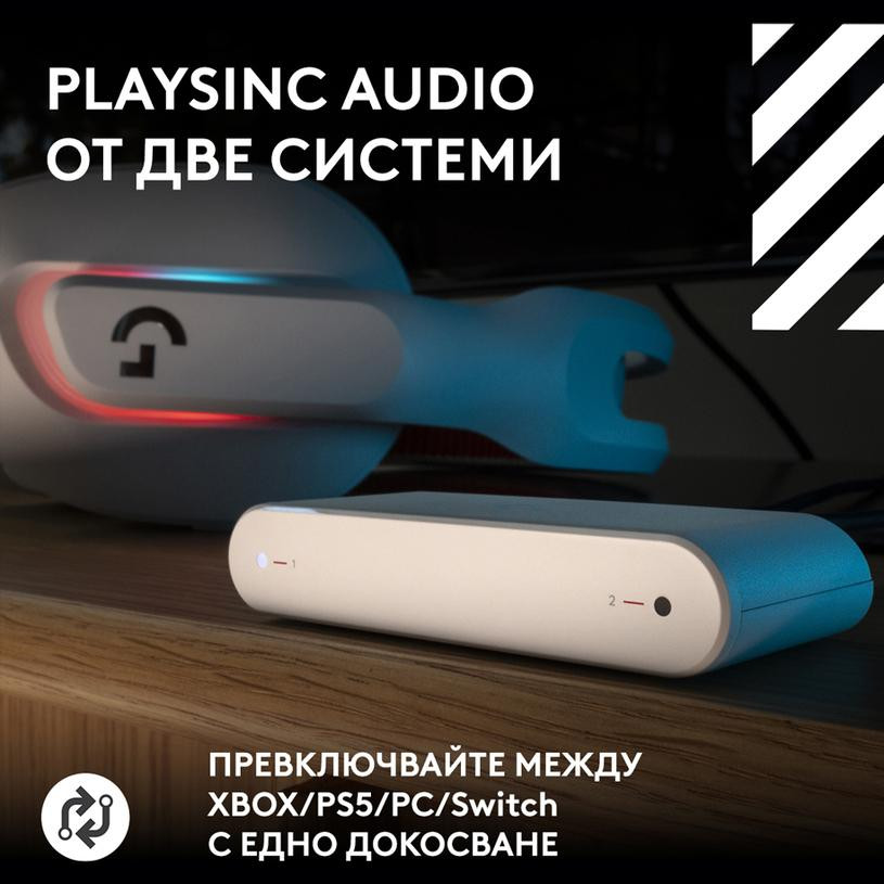 Геймърски безжични слушалки Logitech ASTRO A20 X Lightspeed, USB/Bluetooth, 20Hz-20kHz, микрофон, RGB Lightsync, бял - 939-002253 - 2