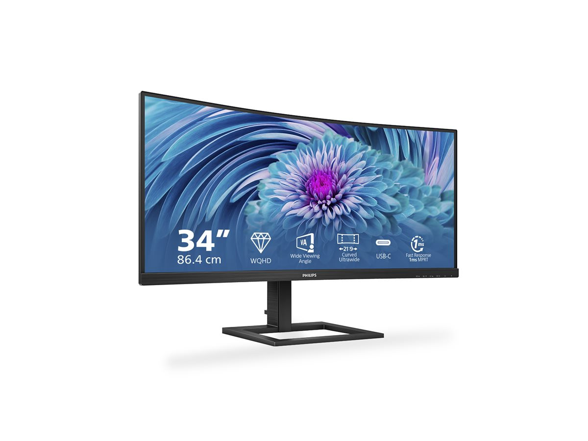 Монитор Philips 346E2CUAE, 34" WQHD VA Curved 100Hz, USB-C 65W, Speakers - 346E2CUAE/00 - 2