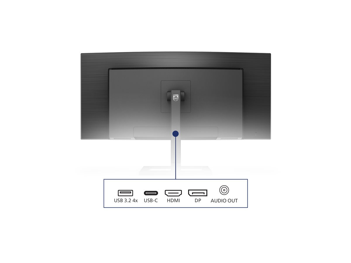 Монитор Philips 346E2CUAE, 34" WQHD VA Curved 100Hz, USB-C 65W, Speakers - 346E2CUAE/00 - 7