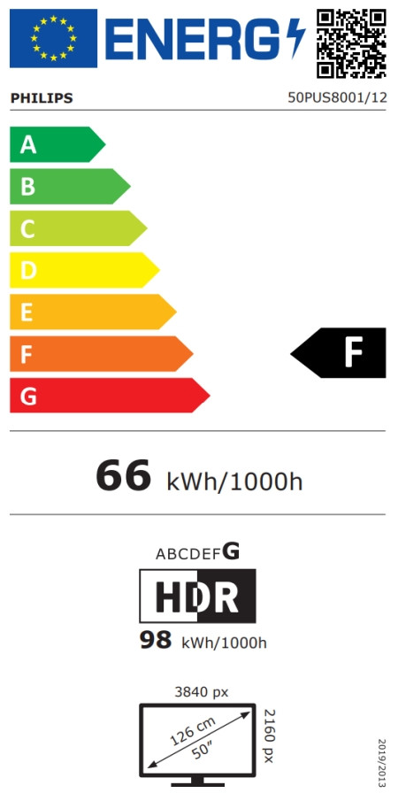 Телевизор Philips 50PUS8001/12, 50" (127 cm) 4K UHD LED, 3840x2160, Titan OS, DVB-T/T2/T2-HD/C/S/S2, 3 sided Ambilight, HDR10, Dolby Atmos, Wi-Fi, Bluetooth 5.2, 3x HDMI, 2x USB - 3