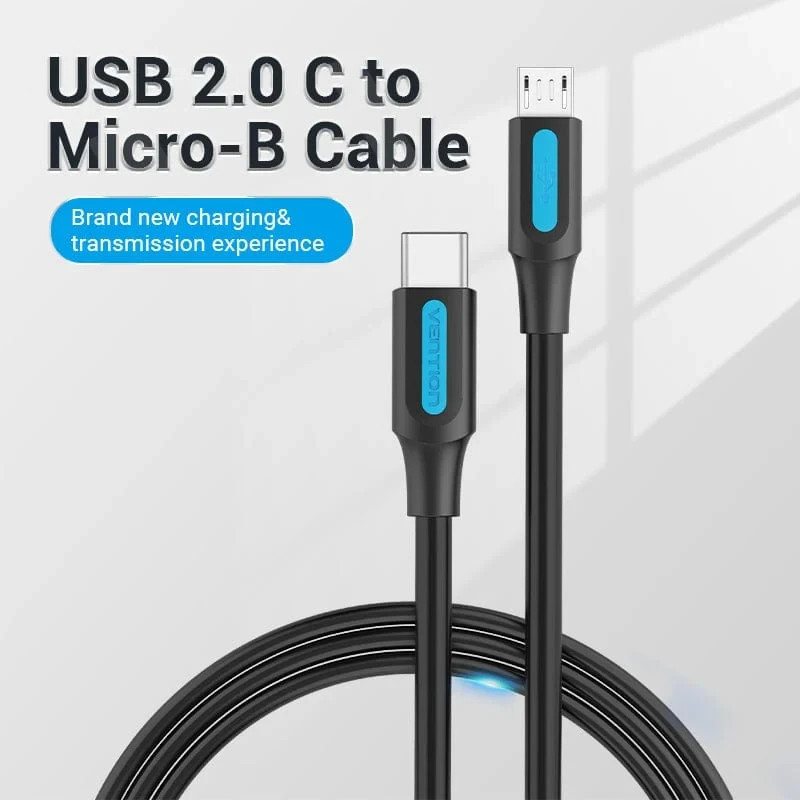 Кабел Vention USB 2.0 Type-C (M) към Micro USB (M), 0.5m, екраниран, 480Mb/s - COVBD - 2