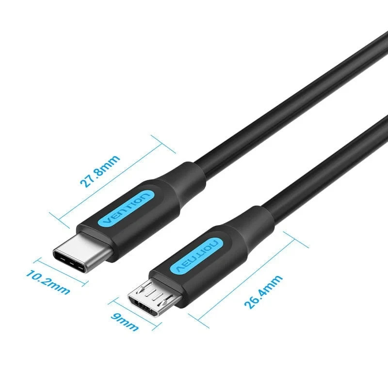 Кабел Vention USB 2.0 Type-C (M) към Micro USB (M), 0.5m, екраниран, 480Mb/s - COVBD - 7