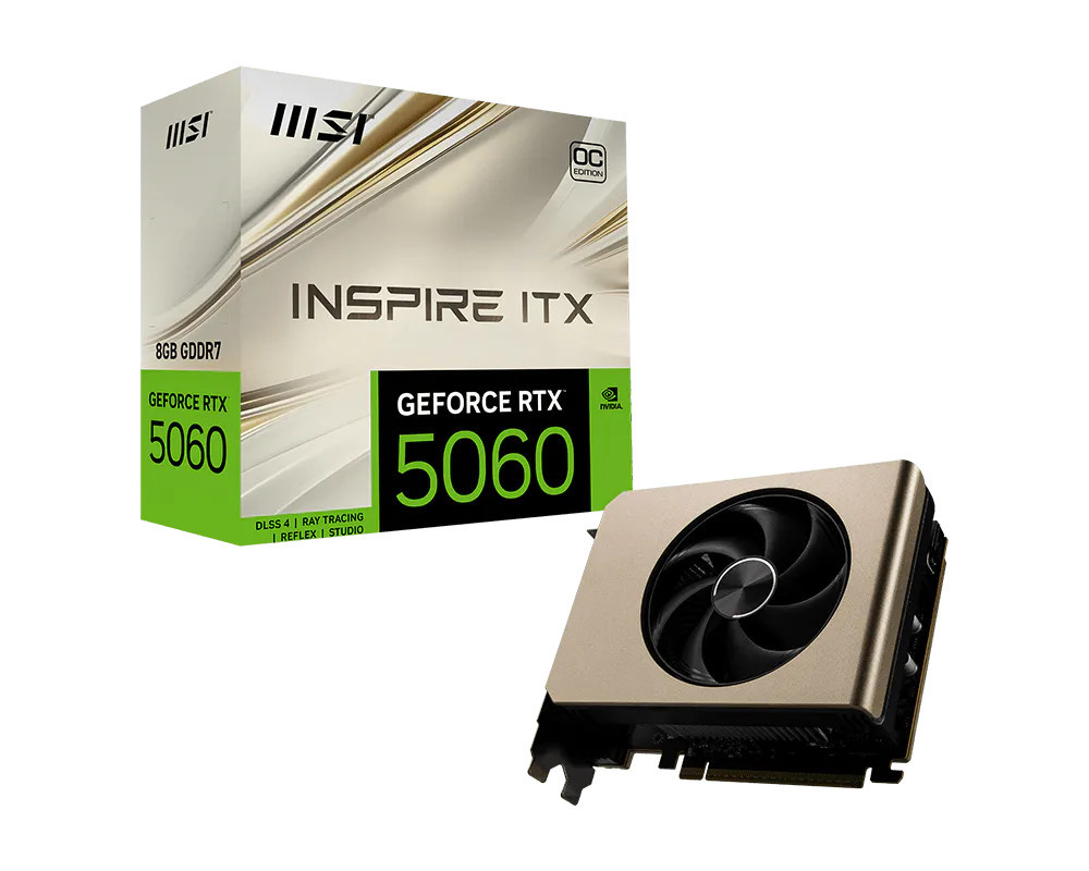 Видео карта MSI GeForce RTX 5060 INSPIRE ITX OC, 8GB GDDR7 - 912-V537-058 - 1
