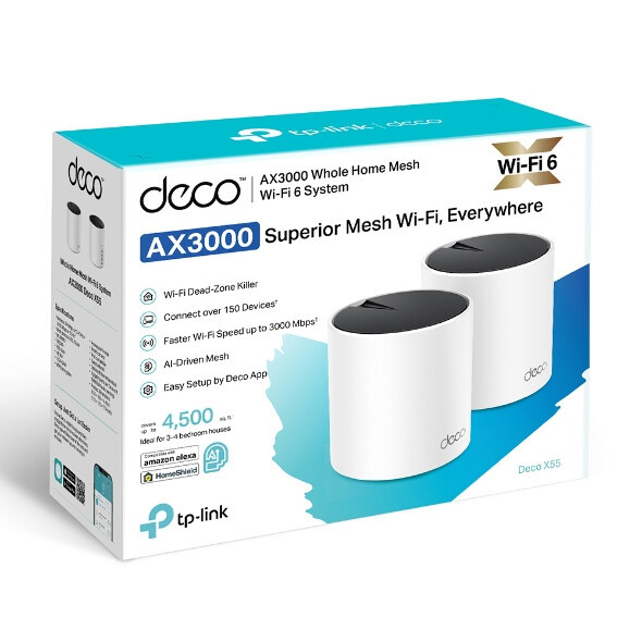 Mesh Wi-Fi система TP-Link Deco X55, AX3000, Wi-Fi 6, 2-pack - Deco X55(2-pack) - 2