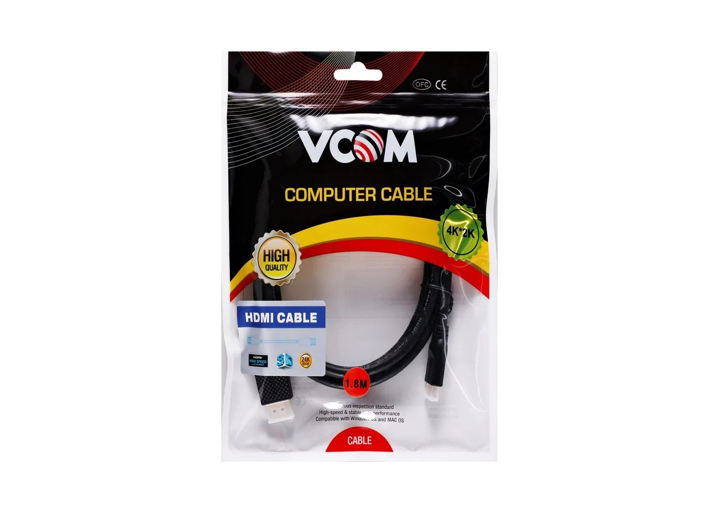 Кабел VCom HDMI M към Mini HDMI M, 1.8m, v2.0, 4K@60Hz - CG583-1.8 - 8