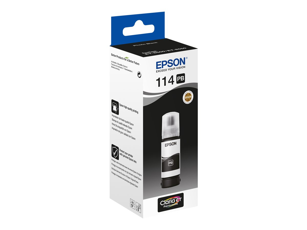 Мастило Epson EcoTank 114, Photo Black 70ml (до 2300 стр.) - C13T07B140 - 1
