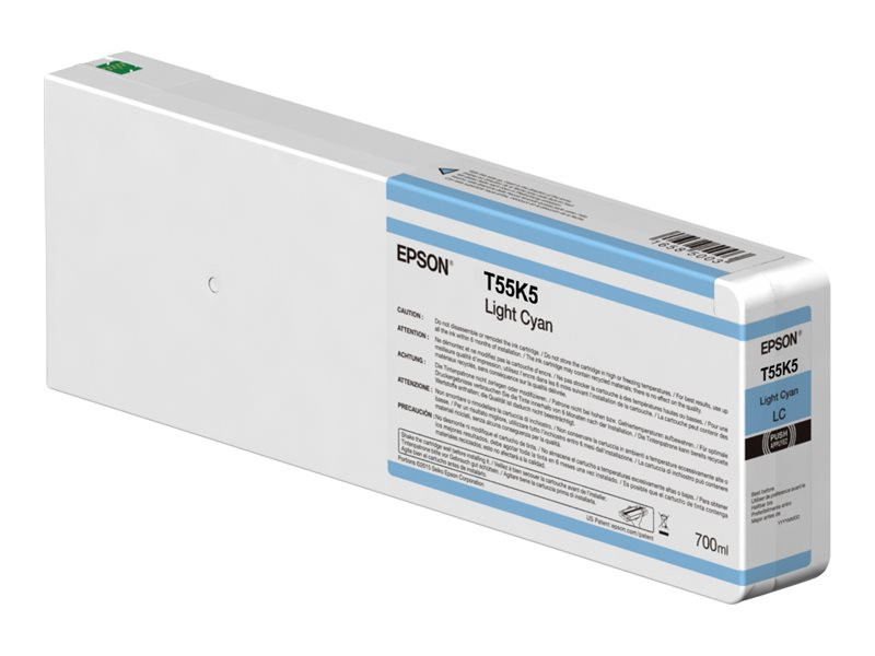 Мастилена касета Epson UltraChrome HDX/HD T55K500, Light Cyan 700ml - C13T55K500 - 1