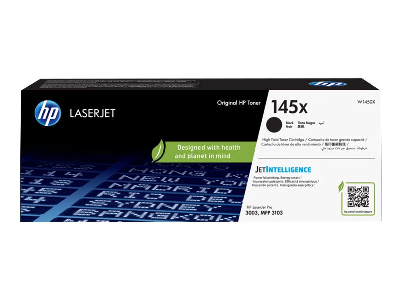 Тонер касета HP 145X LaserJet, черна, висок капацитет 3800 стр. - W1450X - 1