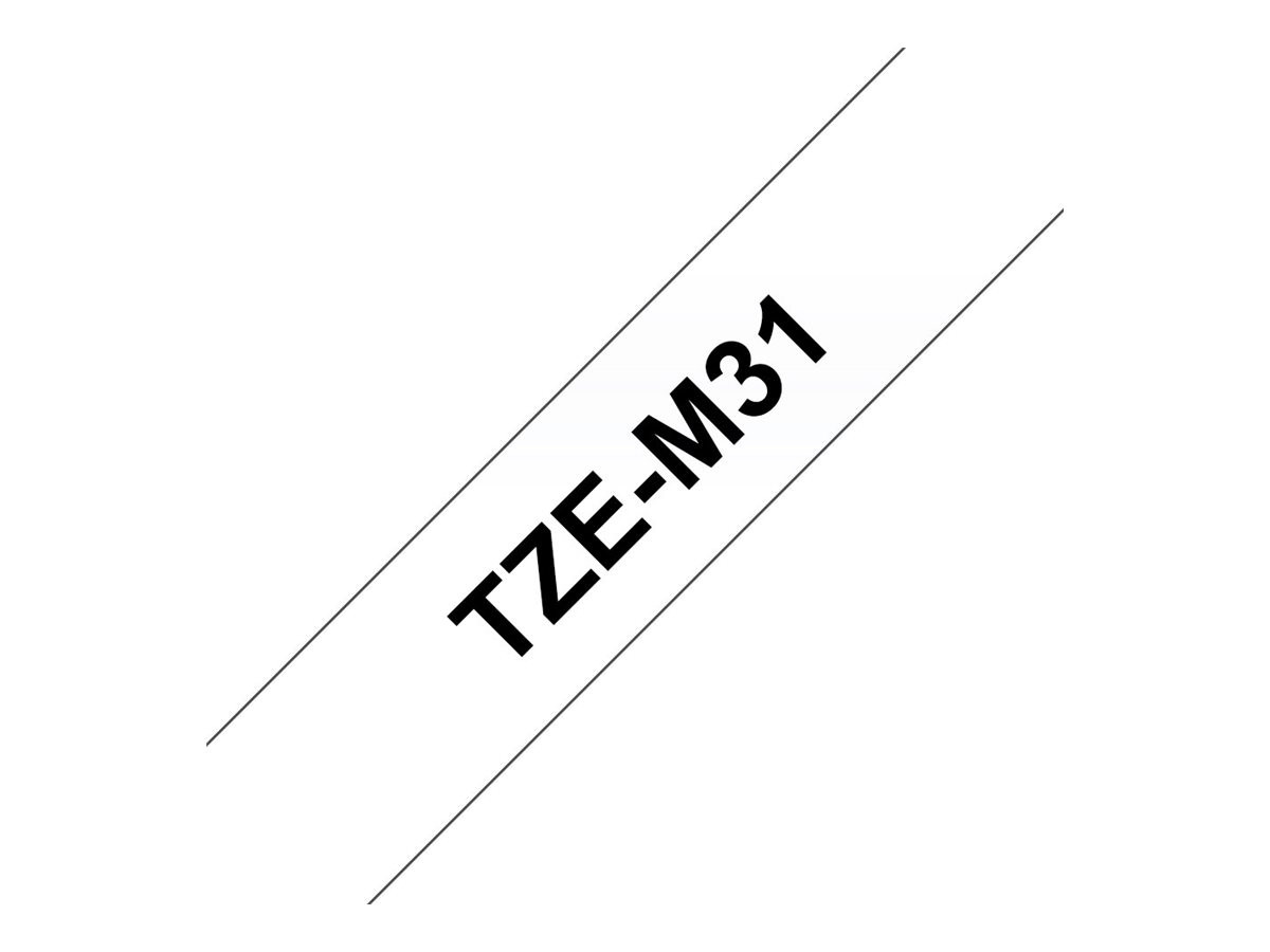 Ламинирана лента Brother P-Touch TZE-M31, 12mm x 8m, черен текст върху прозрачна матова основа - TZEM31 - 3