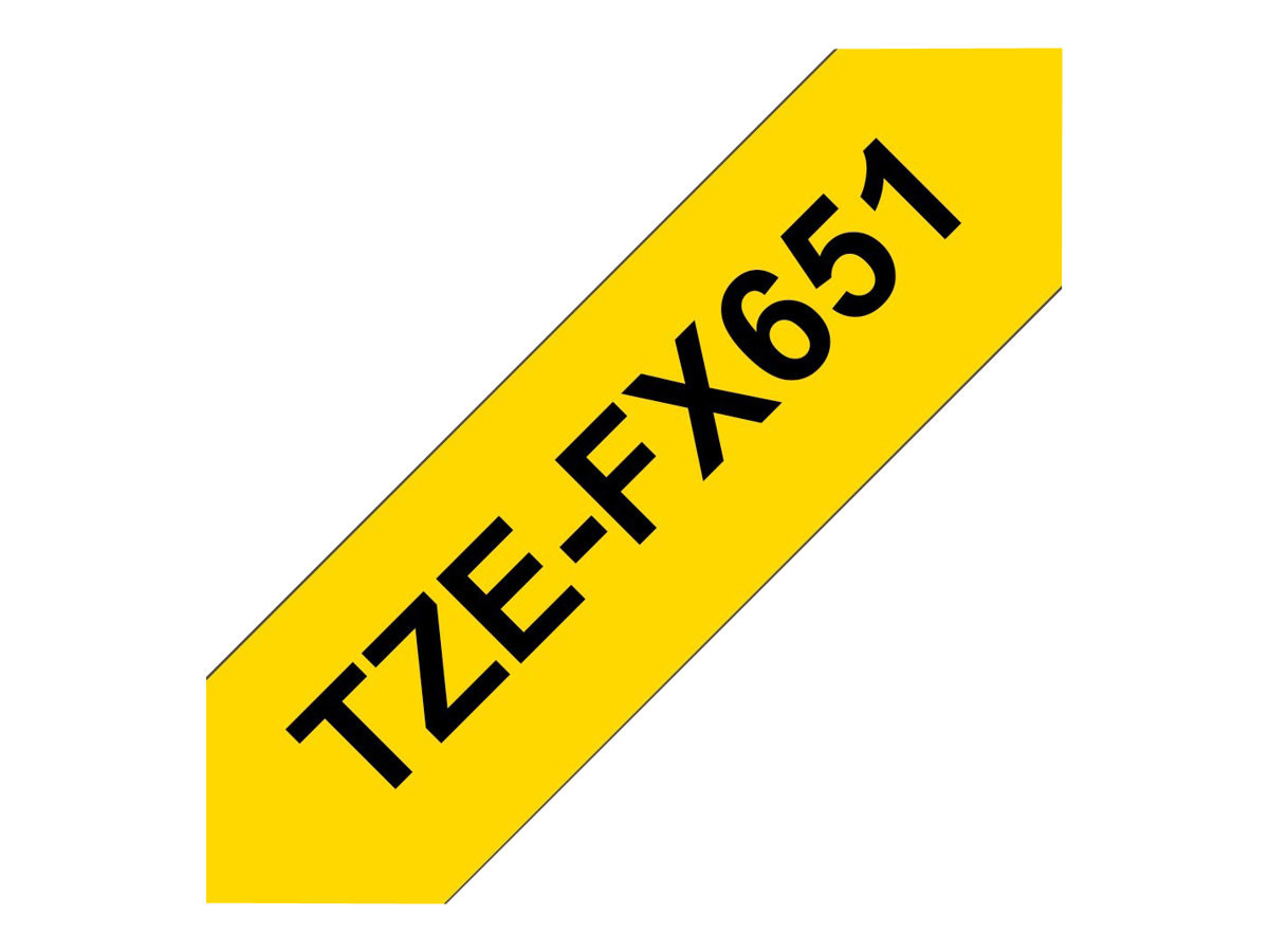 Лента Brother P-Touch TZE-FX651, 24mm x 8m, черно върху жълто - TZEFX651 - 2