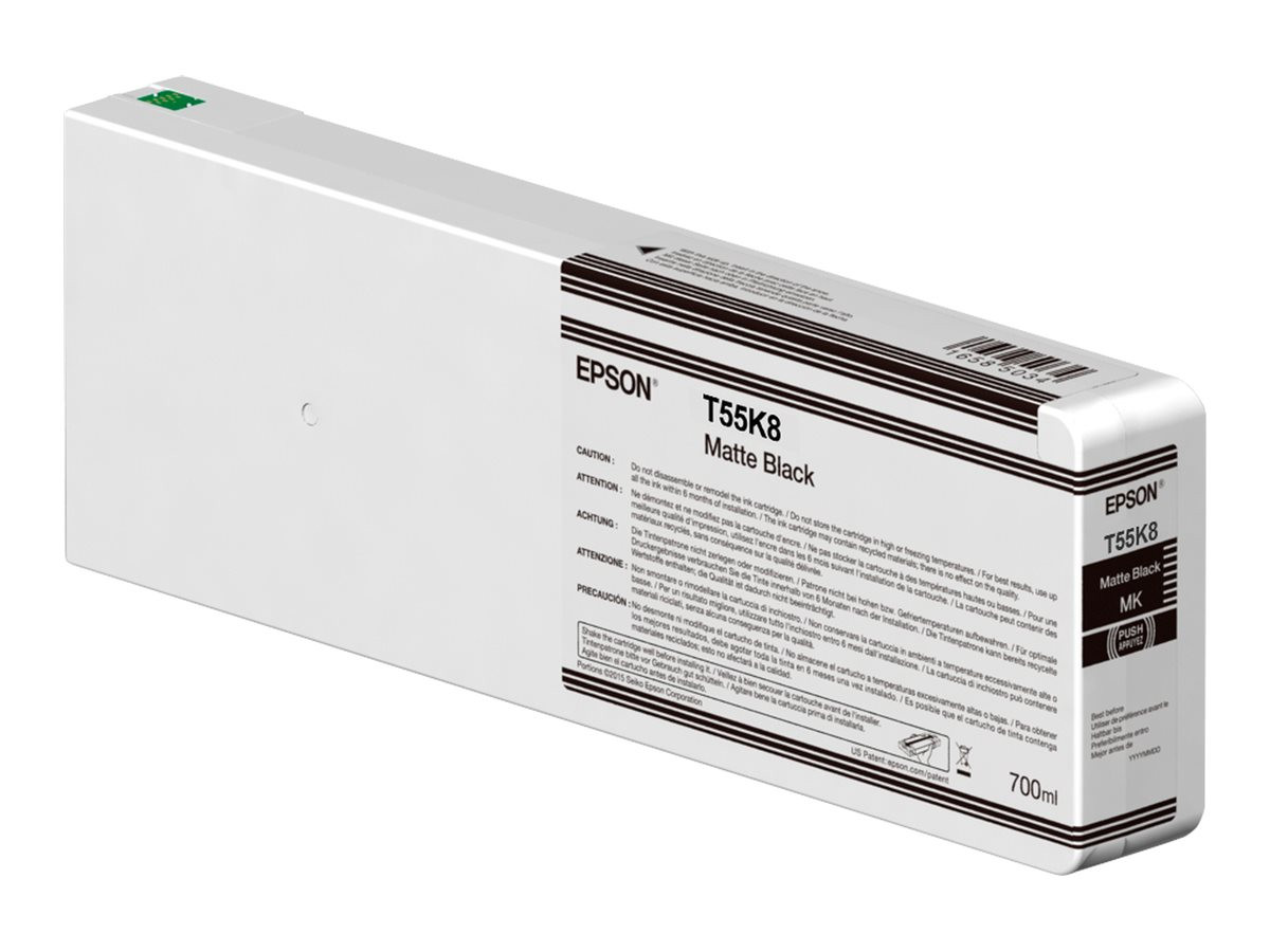 Мастилена касета Epson UltraChrome HDX/HD T55K800, 700ml Matte Black - C13T55K80N - 1
